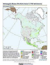 Map: Anthropogenic Biomes, v2 (1700): North America