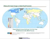 Map: Projected % Change in Grain Yield, SRES A1F (2020)