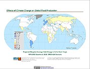 Map: Projected % Change in Grain Yield, SRES A2A (2020)