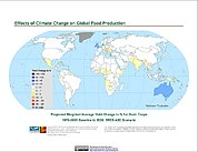 Map: Projected % Change in Grain Yield, SRES A2C (2020)