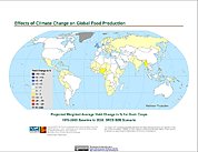 Map: Projected % Change in Grain Yield, SRES B2B (2020)