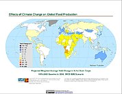 Map: Projected % Change in Grain Yield, SRES B2B (2080)