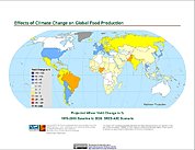 Map: Projected % Change in Wheat Yield, SRES A2C (2020)