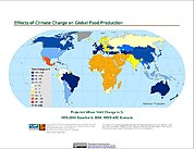 Map: Projected % Change in Wheat Yield, SRES A2C (2080)