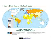 Map: Projected % Change in Wheat Yield, SRES B2A (2020)