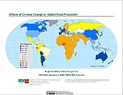 Map: Projected % Change in Wheat Yield, SRES B2A (2080)