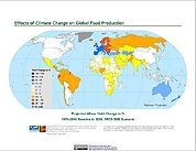 Map: Projected % Change in Wheat Yield, SRES B2B (2050)