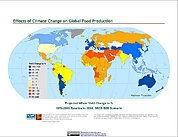Map: Projected % Change in Wheat Yield, SRES B2B (2080)