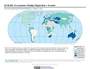 Map: Ecosystem Vitality - Forests, EPI 2014