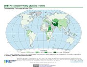 Map: Ecosystem Vitality - Forests, EPI 2018