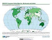 Map: Ecosystem Vitality - Biodiversity & Habitat, EPI 2020