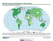 Map: Ecosystem Vitality - Climate Change, EPI 2020
