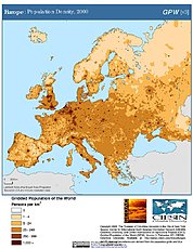 Map: Population Density (2000): Europe