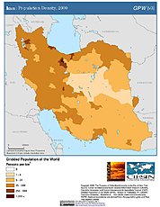 Map: Population Density (2000): Iran