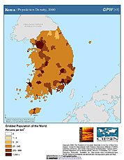 Map: Population Density (2000): South Korea
