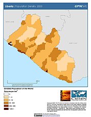 Map: Population Density (2000): Liberia
