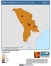 Map: Population Density (2000): Moldova