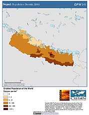 Map: Population Density (2000): Nepal