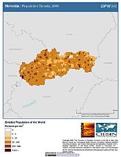 Map: Population Density (2000): Slovakia