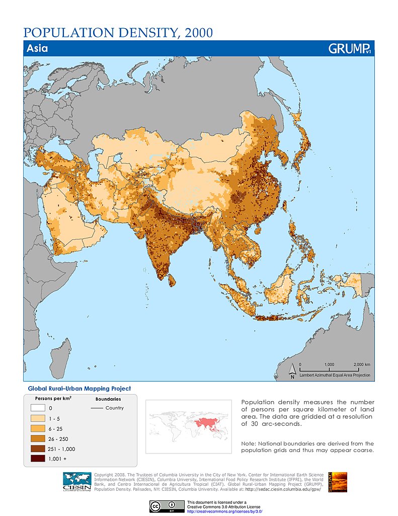 population map of asia