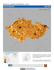 Map: Population Density (2000): Czech Republic
