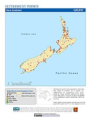 Map: Settlement Points: New Zealand