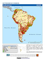 Map: Settlement Points: South America