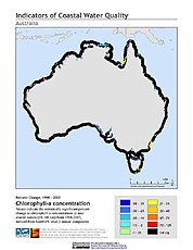 Map: % Chlorophyll-a Concentration Change (1998-2007): Oceania