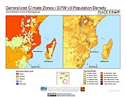 Map: Climate Zones & Population Density: Southeastern Africa & Madagascar