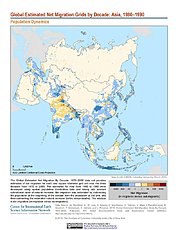 Map: Net Migration (1980-1990): Asia