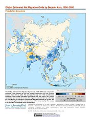 Map: Net Migration (1990-2000): Asia