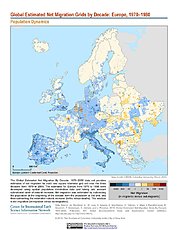 Map: Net Migration (1970-1980): Europe