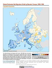 Map: Net Migration (1980-1990): Europe