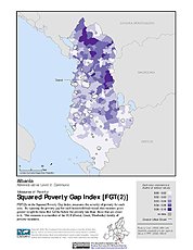 Map: Squared Poverty Gap Index, ADM2: Albania