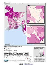 Map: Extreme Squared Poverty Gap Index, ADM3: Bangladesh