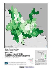 Map: Poverty Headcount Index, ADM3: China, Yunnan Province