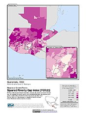 Map: Extreme Squared Poverty Gap Index, ADM2 (1994): Guatemala