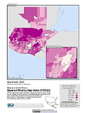 Map: Extreme Squared Poverty Gap Index, ADM2 (2002): Guatemala