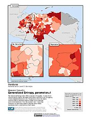 Map: Generalized Entropy Index 1, ADM2: Honduras