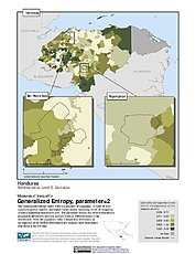 Map: Generalized Entropy Index 2, ADM2: Honduras