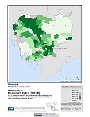 Map: Poverty Headcount Index, ADM2: Cambodia