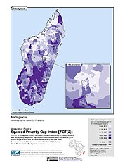Map: Squared Poverty Gap Index, ADM3: Madagascar
