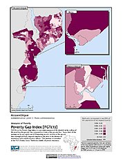 Map: Poverty Gap Index, ADM3: Mozambique