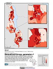 Map: Generalized Entropy Index 1, ADM3: Malawi