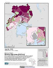 Map: Poverty Gap Index, ADM3 (1999): Uganda