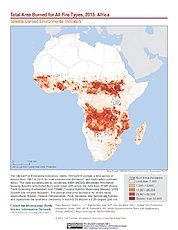 Map: Total Area Burned All Fire Types (2015): Africa