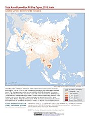 Map: Total Area Burned All Fire Types (2015): Asia