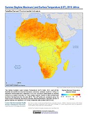 Map: Summer Daytime Maximum LST (2013): Africa