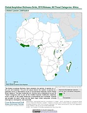 Map: Amphibian Richness - All Threats, 2015: Africa