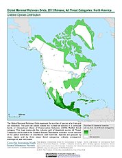 Map: Mammal Richness - All Threats, 2015: North America